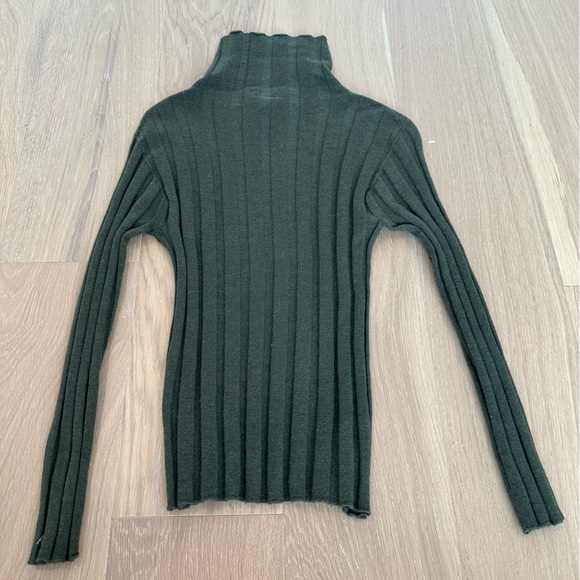Baserange Adler Turtleneck Sweater Green Merino Wool Ribbed Forest Small Winter - Picture 7 of 13